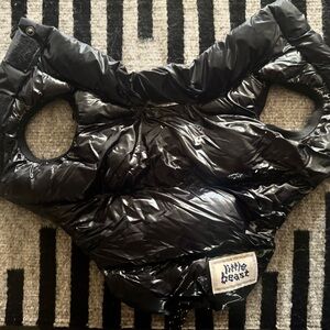 Little Beast Shiny Reversible Black Puffer Dog Jacket XXS